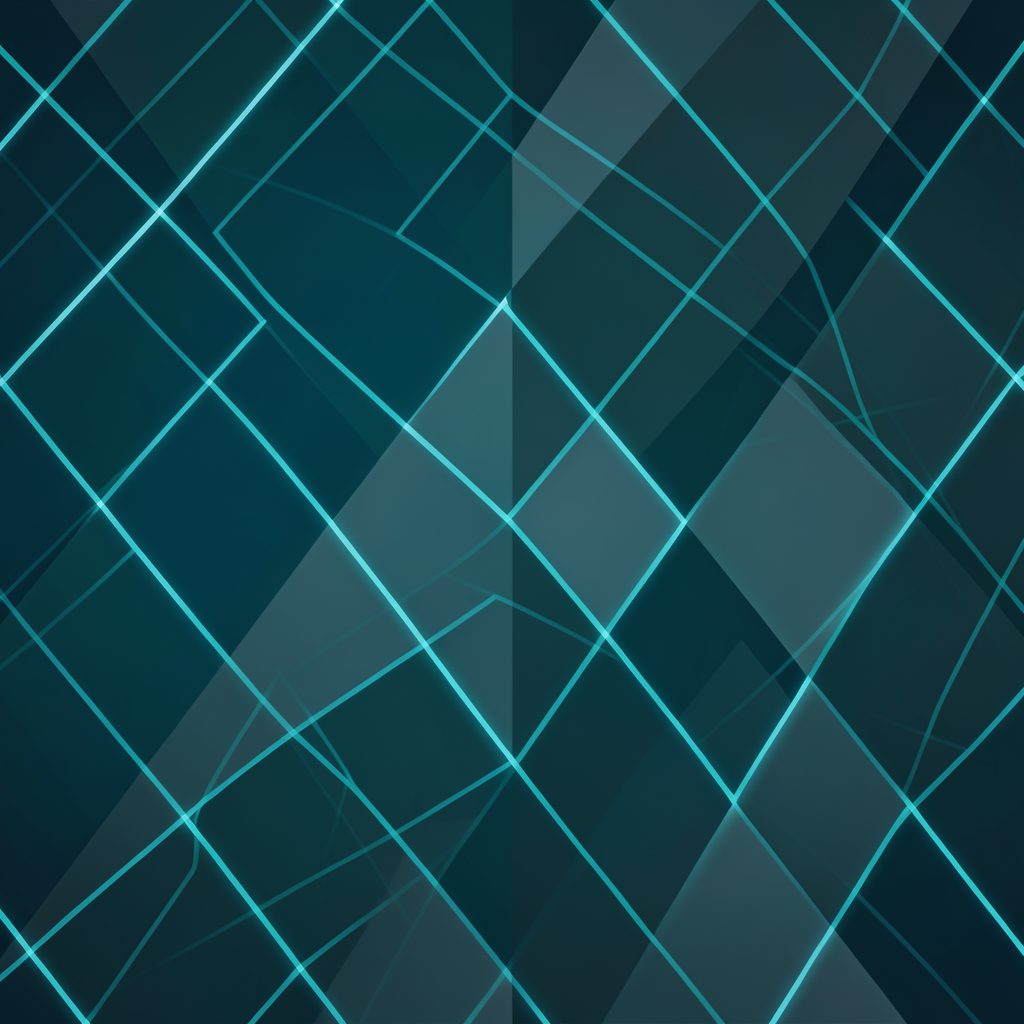Deep teal and slate geometric pattern with soft glowing edges, suggesting encrypted network traffic
